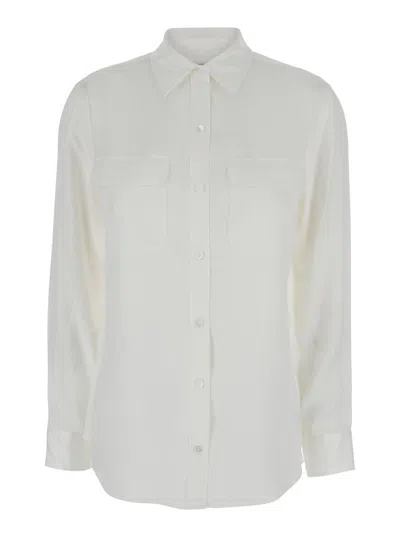 Equipment 'signature' White Shirt With Patch Pockets In White