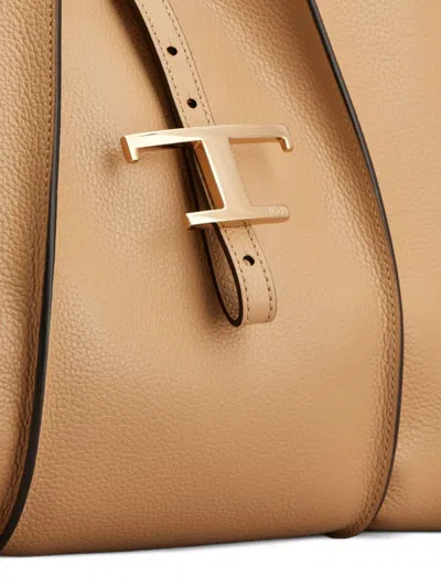 Tod's Grained Leather Shoulder Bag With Double Handles In Pink