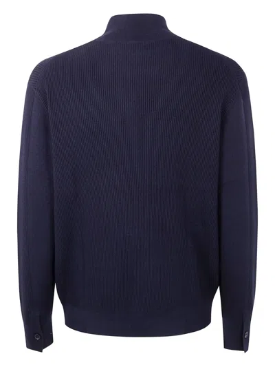 Paul Smith Mens Sweater Zip Neck In Blue