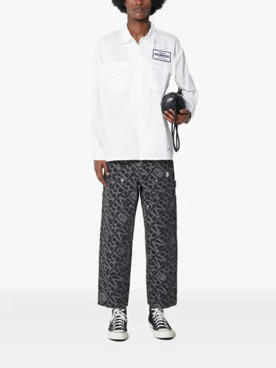 A Bathing Ape Logo-pattern Carpenter Jeans In Gray