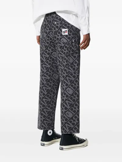 A Bathing Ape Logo-pattern Carpenter Jeans In Gray