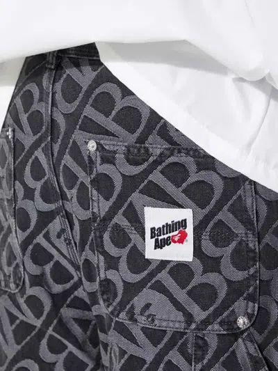 A Bathing Ape Logo-pattern Carpenter Jeans In Gray