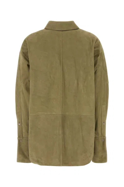 Loewe Camicia In Pelle Scamosciata Verde Salvia Donna In Green