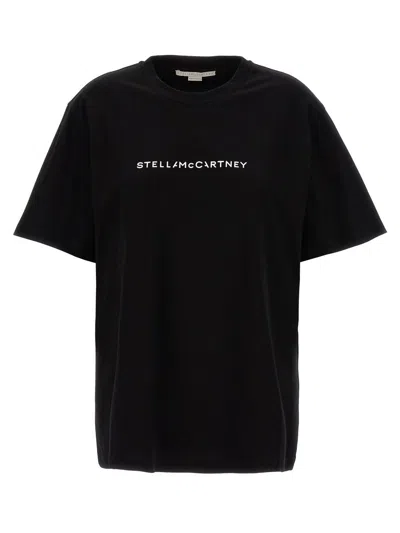Stella Mccartney T-shirt With Logo Print And Crew Neckline In Black