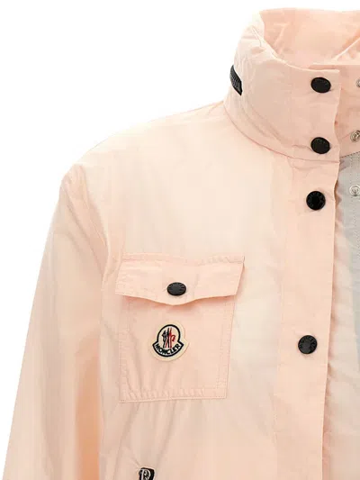 Moncler 'lico' Jacket Elastic Cuffs High Collar In Neutral