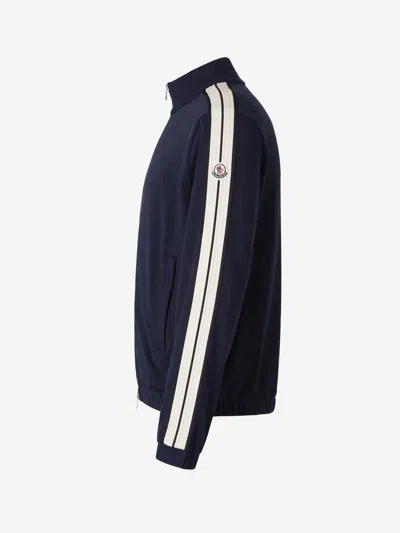 Moncler Men's Striped-sleeve Track Jacket In Black