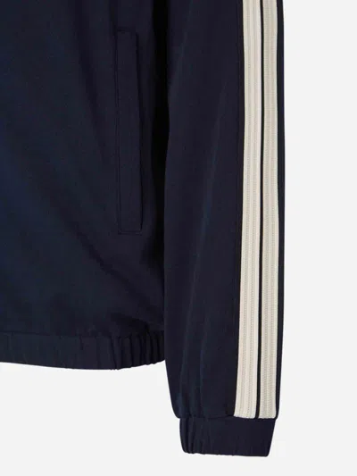 Moncler Men's Striped-sleeve Track Jacket In Black