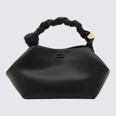 Ganni Womens Black Bou Small Recycled-leather Top-handle Bag