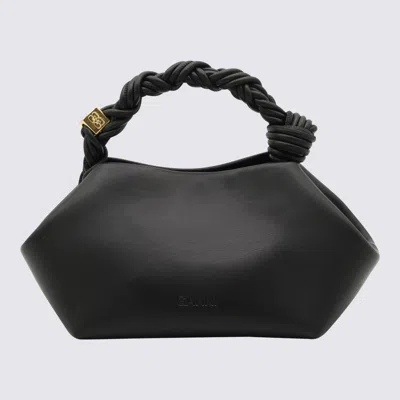 Ganni Womens Black Bou Small Recycled-leather Top-handle Bag