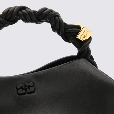 Ganni Womens Black Bou Small Recycled-leather Top-handle Bag