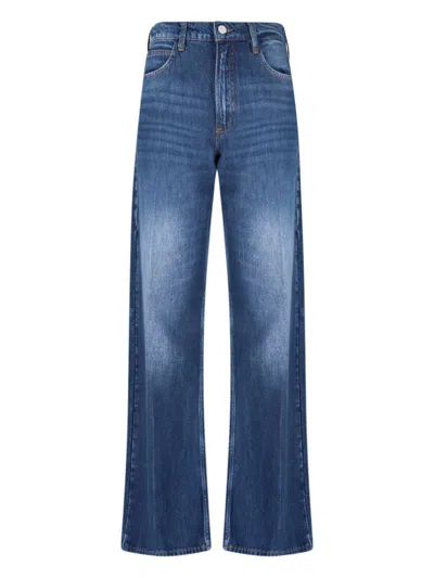 Frame Straight Trousers With Front And Back Pockets In Blue