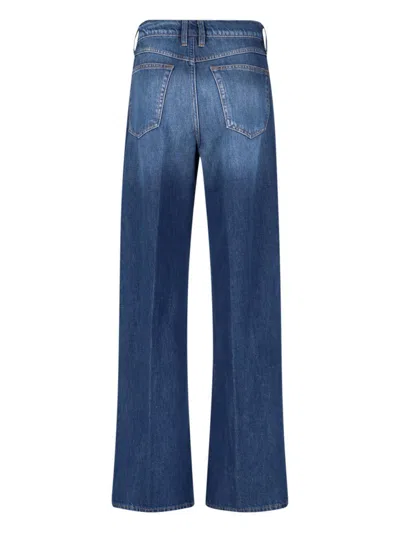 Frame Straight Trousers With Front And Back Pockets In Blue