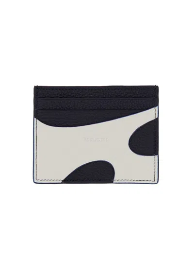 Ferragamo Leather Card Holder Contrast Design In White