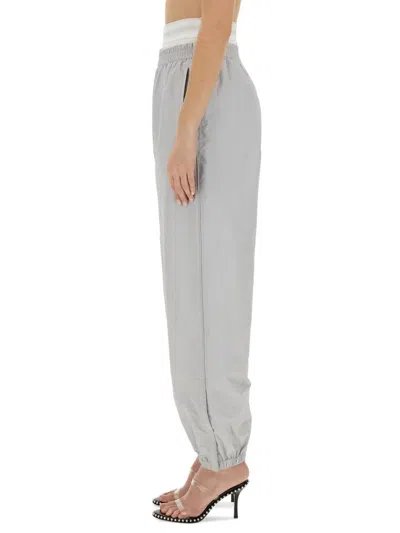 Alexander Wang Women Sports Pants With Integrated Underwear In Gray