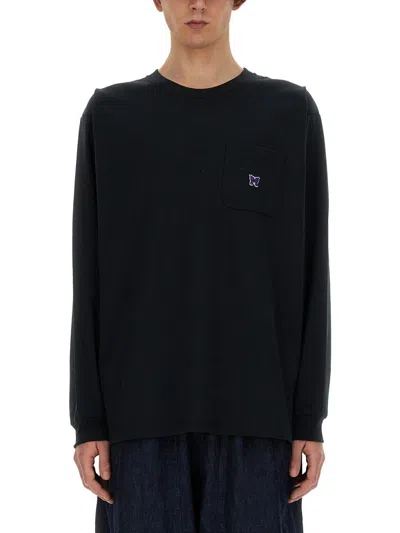 Needles Black Crew-neck Sweatshirt With Embroidery In Black