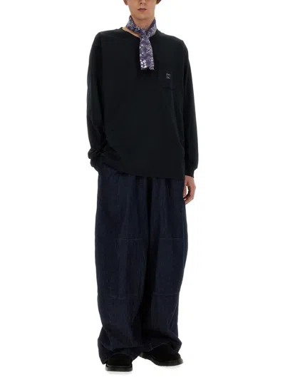 Needles Black Crew-neck Sweatshirt With Embroidery In Black