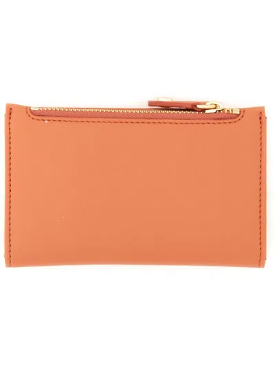 Vivienne Westwood Orange Orb Card Holder With Gold-tone Emblem In Nude