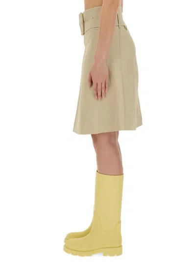 Burberry A-line Belted High-waisted Skirt In Neutral