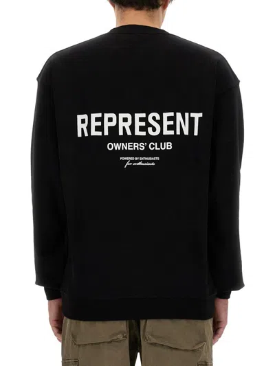 Represent Owners Club Logo Printed Crewneck Sweatshirt In Black