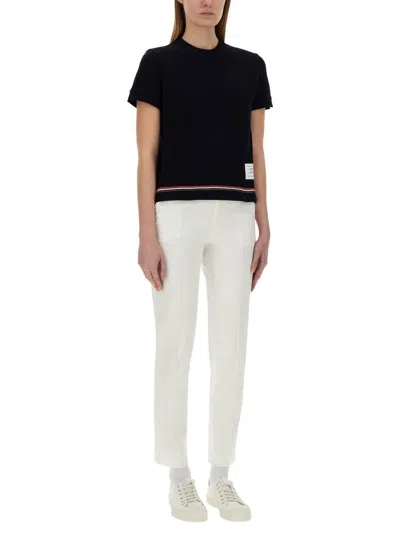 Thom Browne Woman T-shirt Midnight Blue Size 8 Cotton