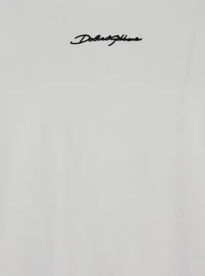 Dolce & Gabbana White Crewneck T-shirt With Signature Logo In White