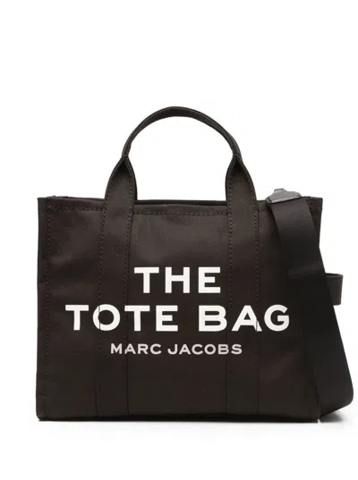Marc Jacobs 'the Tote' Black Tote Bag With Contrasting Logo Print In Cotton Black Woman