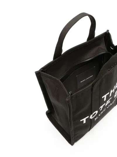 Marc Jacobs 'the Tote' Black Tote Bag With Contrasting Logo Print In Cotton Black Woman