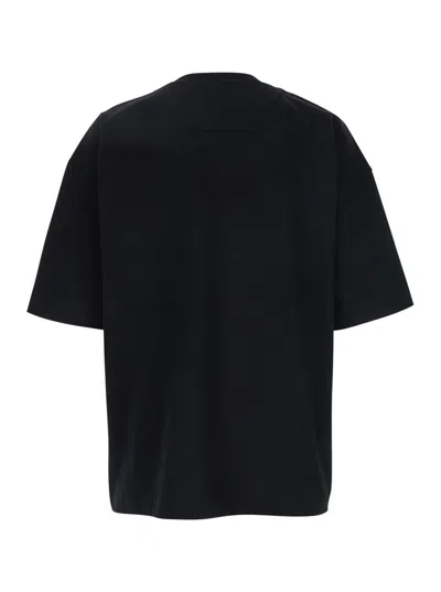 Juunj Black Oversize T-shirt With Rear Graphic Print In Black