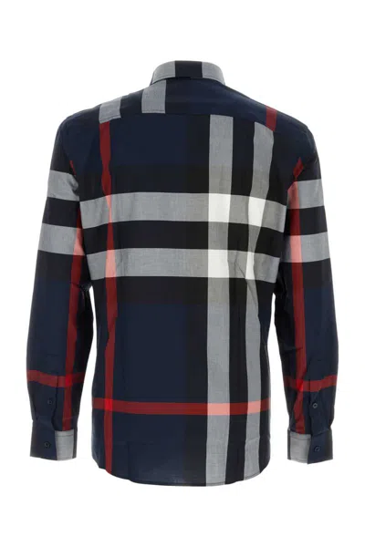Burberry Mens Navy Ip Check Somerton Checked Regular-fit Stretch-cotton Shirt In Blue
