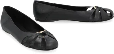 Ferragamo Gancini Ornament Flat Ballerina Shoes In Multi