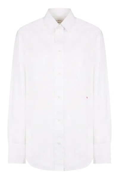 Victoria Beckham Cotton Shirt With Front Pocket And Long Sleeves In White