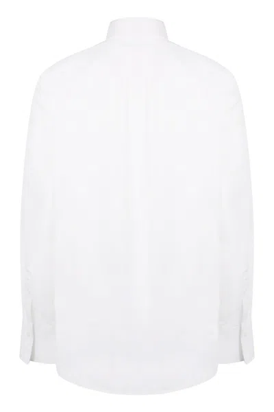 Victoria Beckham Cotton Shirt With Front Pocket And Long Sleeves In White