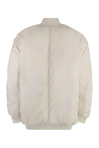 Isabel Marant Oversize Ribbed Bomber Jacket With Chest And Side Pockets In White