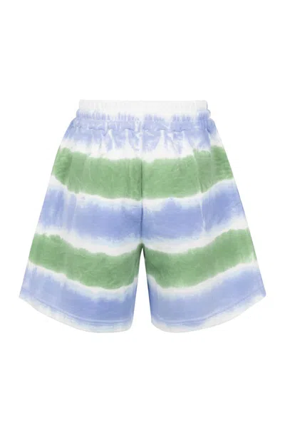 Msgm Elastic Waistband Tie-dye Pattern Shorts In Blue