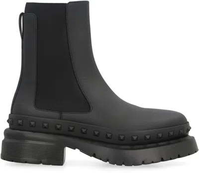 Valentino Garavani  Garavani - Rockstud M-way Leather Chelsea Boots In Black