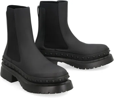 Valentino Garavani  Garavani - Rockstud M-way Leather Chelsea Boots In Black