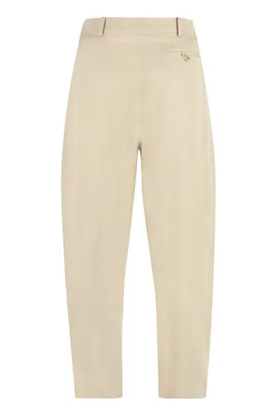 Stella Mccartney Pleated Tailored Trousers For Women In Brown For Ss24 In Neutral