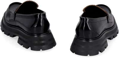 Alexander Mcqueen Brushed Leather Wander Loafers In Black
