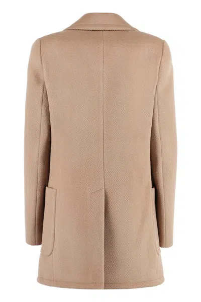 Stella Mccartney Double-breasted Wool Coat In Brown