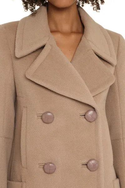 Stella Mccartney Double-breasted Wool Coat In Brown