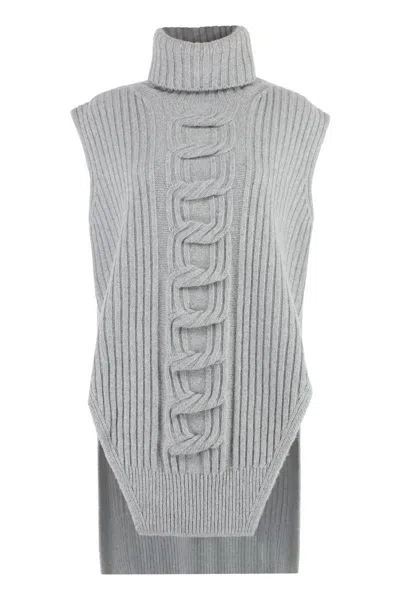 Stella Mccartney Cashmere-blend Turtleneck Sweater In Gray