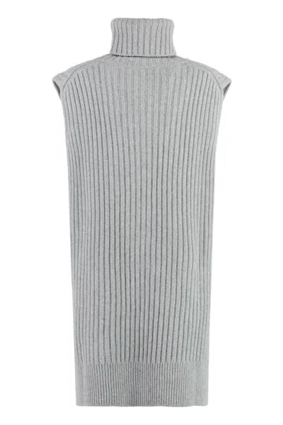 Stella Mccartney Cashmere-blend Turtleneck Sweater In Gray