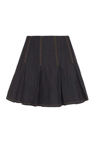 Bottega Veneta Dark Blue Denim Mini Skirt