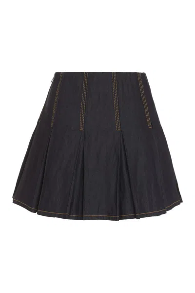 Bottega Veneta Dark Blue Denim Mini Skirt
