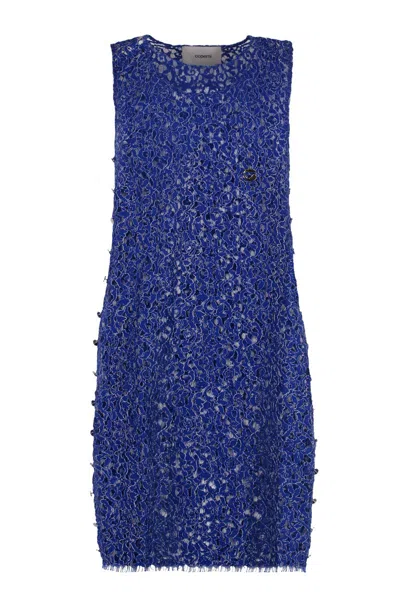 Coperni Floral Lace Dress In Blue