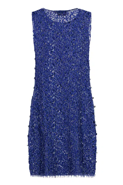 Coperni Floral Lace Dress In Blue