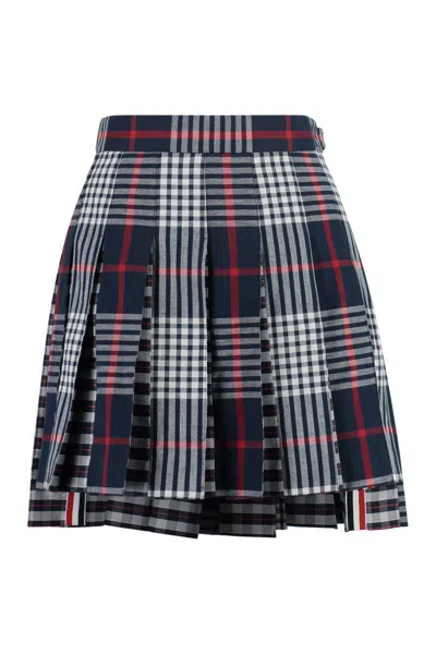 Thom Browne Mini Skirt With Pleated Design And Tricolor Detail