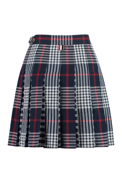 Thom Browne Mini Skirt With Pleated Design And Tricolor Detail