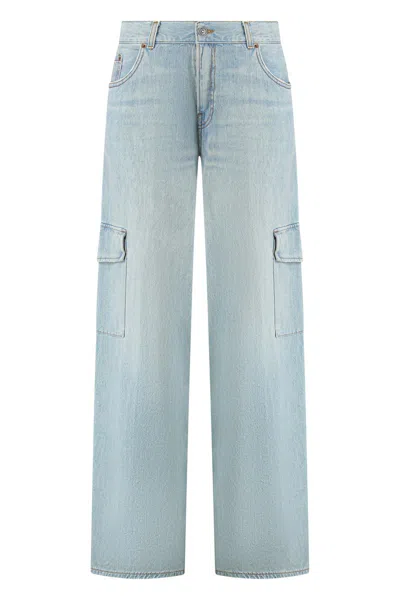 Haikure Cargo Pockets Wide Leg Trousers In Blue