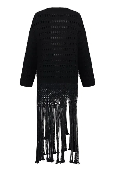 Alanui Love Letter To India Cotton Cardigan In Black